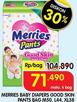 Promo Harga Merries Pants Good Skin L44, M50, XL38 38 pcs - Superindo