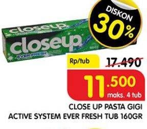 Promo Harga CLOSE UP Pasta Gigi Ever Fresh 160 gr - Superindo