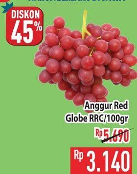 Promo Harga Anggur Red Globe RRC per 100 gr - Hypermart