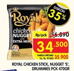 Promo Harga Belfoods Royal Nugget Chicken Nugget Stick, Chicken Nugget S, Chicken Nugget Drummies 500 gr - Superindo