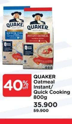 Promo Harga QUAKER Oatmeal Quick Cooking, Instant 800 gr - Watsons