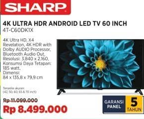 Promo Harga Sharp 4TC60DK1X AQUOS 60 Inch 4K UHD Android TV  - COURTS