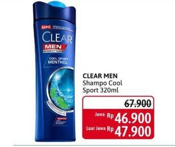 Promo Harga CLEAR Men Shampoo Anti Dandruff Cool Sport Menthol 320 ml - Alfamidi