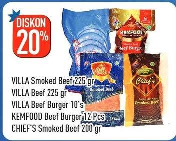 Promo Harga VILLA Smoked Beef/Beef/Beef Burger/KEMFOOD Beef Burger/CHIEFS Smoked Beef  - Hypermart