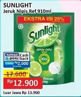 Promo Harga Sunlight Pencuci Piring Jeruk Nipis 100 910 ml - Alfamart