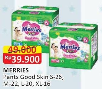 Promo Harga Merries Pants Good Skin XL16, S26, L20, M22 16 pcs - Alfamart