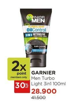 Promo Harga GARNIER MEN Turbo Light Oil Control Facial Foam 100 ml - Watsons