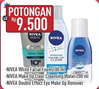 Promo Harga NIVEA Facial Foam/Make Up Clear Cleansing Water/Double Effect Eye Make Up Remover  - Hypermart