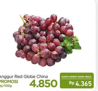 Promo Harga Anggur Red Globe Cina per 100 gr - Carrefour