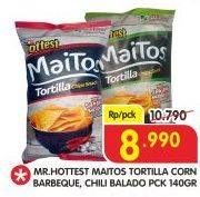 Promo Harga MR HOTTEST Maitos Tortilla Chips Jagung BBQ, Chilli Balado 140 gr - Superindo