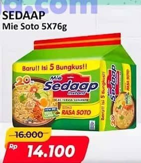 Promo Harga Sedaap Mie Kuah Soto per 5 pcs 75 gr - Alfamart