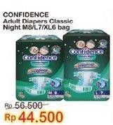 Promo Harga Confidence Adult Diapers Classic Night L7, XL6, M8 6 pcs - Indomaret