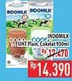 Promo Harga Indomilk Susu UHT Full Cream Plain, Cokelat 950 ml - Hypermart