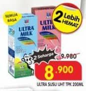 Promo Harga Ultra Milk Susu UHT All Variants 200 ml - Superindo