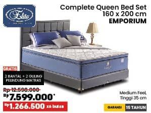 Promo Harga Elite Emporium Complete Queen Bed Set 160 X 200 Cm  - COURTS