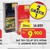 Promo Harga 365 Teh Celup Hitam, Jasmine per 3 box 25 pcs - Superindo