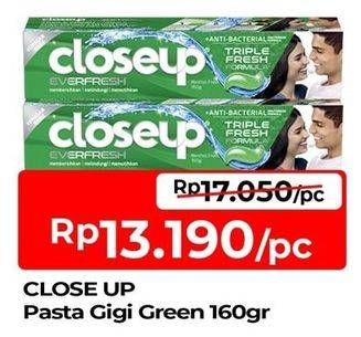 Promo Harga Close Up Pasta Gigi Everfresh Menthol Fresh 160 gr - TIP TOP