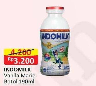 Promo Harga INDOMILK Susu Cair Botol Vanilla Marie 190 ml - Alfamart