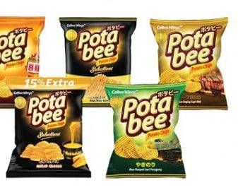 Promo Harga POTABEE Snack Potato Chips Grilled Seaweed, Melted Cheese, Ayam Bakar, BBQ Beef, Salted Egg 57 gr - Carrefour