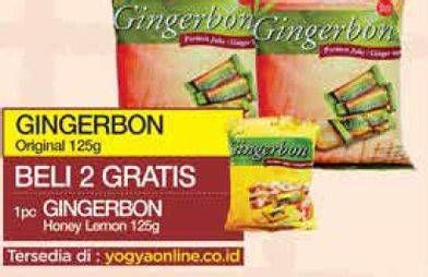 Promo Harga Beli 2 Gingerbon Original 125g, Gratis 1 Gingerbon Honey Lemon 125g  - Yogya