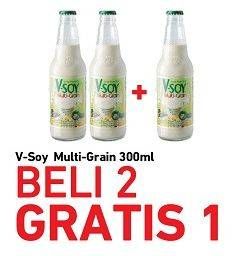 Promo Harga V-SOY Soya Bean Milk Multi Grain 300 ml - Carrefour