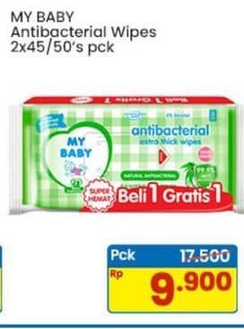 Promo Harga My Baby Wipes Antibacterial 50 pcs - Indomaret