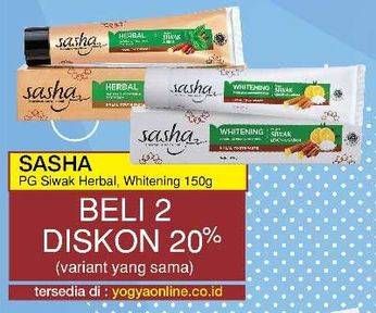 Promo Harga SASHA Toothpaste Whitening, Herbal per 2 pcs 150 gr - Yogya