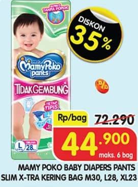Promo Harga Mamy Poko Pants Xtra Kering Slim Tidak Gembung M30, L28, XL23 23 pcs - Superindo