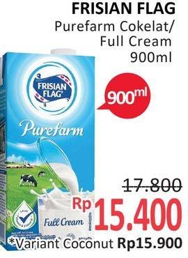 Promo Harga FRISIAN FLAG Susu UHT Purefarm Full Cream, Swiss Chocolate 900 ml - Alfamidi