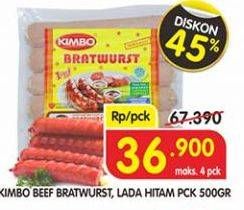 Promo Harga KIMBO Bratwurst Original, Lada Hitam 500 gr - Superindo