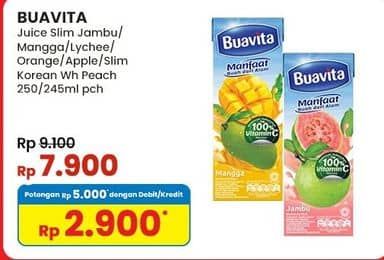 Promo Harga Buavita Fresh Juice Guava, Mango, Lychee, Orange, Apple, Korean White Peach 245 ml - Indomaret