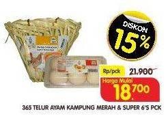 Promo Harga 365 Telur Ayam Kampung Merah & Super 6's Pck  - Superindo