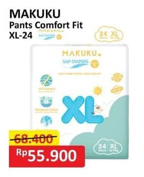 Promo Harga Makuku Comfort Fit Diapers Pants XL24 24 pcs - Alfamart