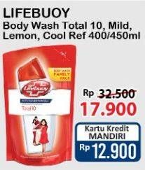 Promo Harga LIFEBUOY Body Wash Total 10, Mild Care, Lemon Fresh, Cool Fresh 400 ml - Alfamart