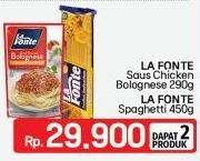 Promo Harga LA FONTE Spaghetti 450gr + Saus Bolognese 290gr  - LotteMart