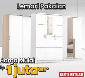 Lemari Pakaian 2 Pintu  Harga Mulai Rp1 Jutaan, Gratis Instalasi