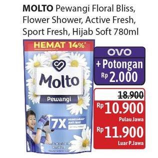 Promo Harga Molto Pewangi Hijab Soft Fresh, Flower Shower, Sports Fresh, Active Fresh, Floral Bliss 780 ml - Alfamidi
