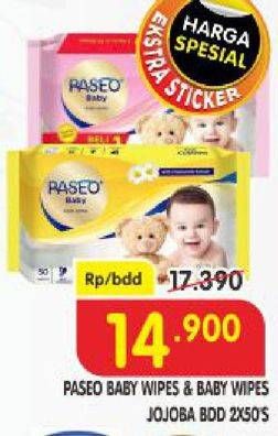 Promo Harga PASEO Baby Wipes With Jojoba Oil per 2 pcs 50 sheet - Superindo