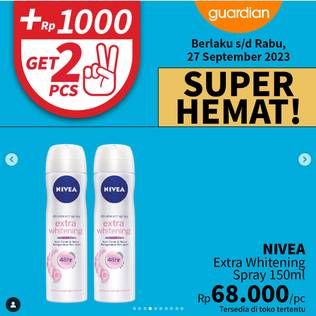 Promo Harga Nivea Deo Spray Extra Whitening 150 ml - Guardian