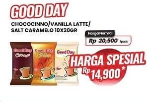 Promo Harga Good Day Instant Coffee 3 in 1 Chococinno, Vanilla Latte, Rock Salt Caramello per 10 sachet 20 gr - Carrefour