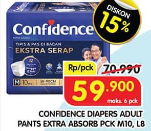 Promo Harga Confidence Adult Pants Slim & Fit Extra Absorb L8, M10 8 pcs - Superindo
