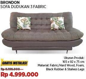Promo Harga Brondon Sofa Dudukan 3 Fabric  - COURTS