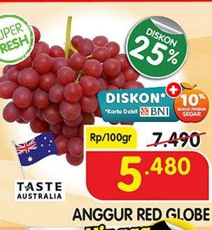 Promo Harga Anggur Red Globe per 100 gr - Superindo