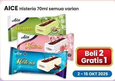 Promo Harga Aice Ice Cream Histeria Vanila All Variants 70 ml - Indomaret