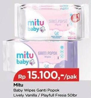 Promo Harga MITU Baby Wipes Ganti Popok Purple Playful Fressia, White Lively Vanilla 50 pcs - TIP TOP