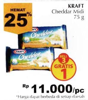 Promo Harga KRAFT Cheese Cheddar Midi 75 gr - Giant