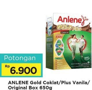 Promo Harga ANLENE Gold Plus Susu High Calcium Cokelat, Vanila, Original 650 gr - Alfamart