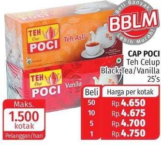 Promo Harga Cap Poci Teh Celup Black Tea, Vanila 25 pcs - Lotte Grosir