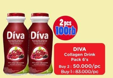 Promo Harga DIVA Minuman Collagen High Vit. E Mix Berries per 6 botol 80 ml - Watsons