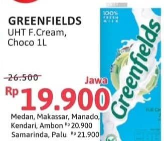 Promo Harga Greenfields UHT Full Cream, Chocolate, Choco Malt 1000 ml - Alfamidi